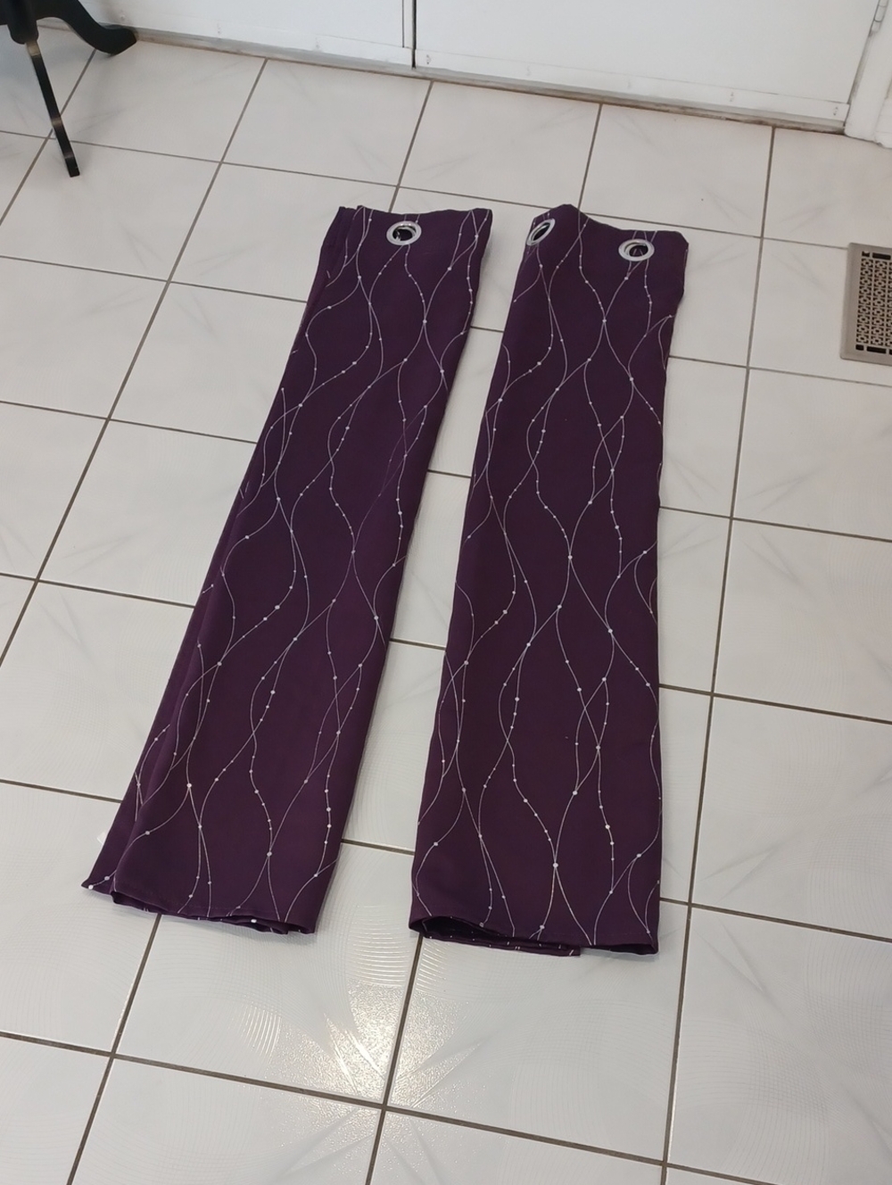 4/$30 Purple & Silver Curtains With Grommets - Set Of 2